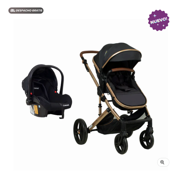 Coche Cuna Travel System Offroad Negro