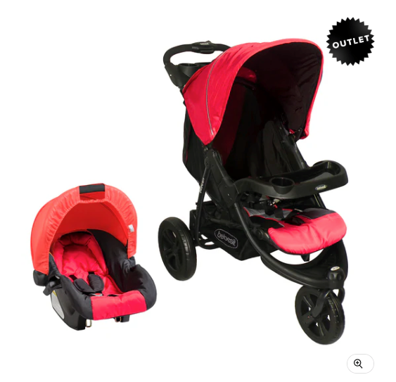 Coche Travel System Fox Negro con Rojo