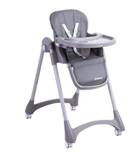 Silla de Comer Bebe Reclinable Plegable Easy Eat Gris